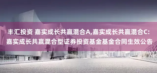 丰汇投资 嘉实成长共赢混合A,嘉实成长共赢混合C: 嘉实成长共赢混合型证券投资基金基金合同生效公告