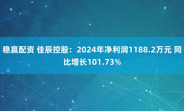 稳赢配资 佳辰控股：2024年净利润1188.2万元 同比增长101.73%